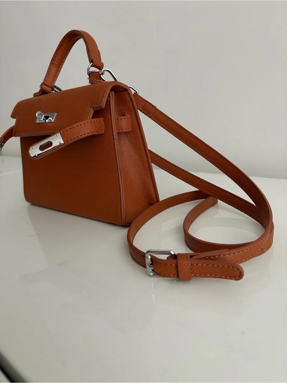 Structured Top-Handle Satchel in Brown Leather
